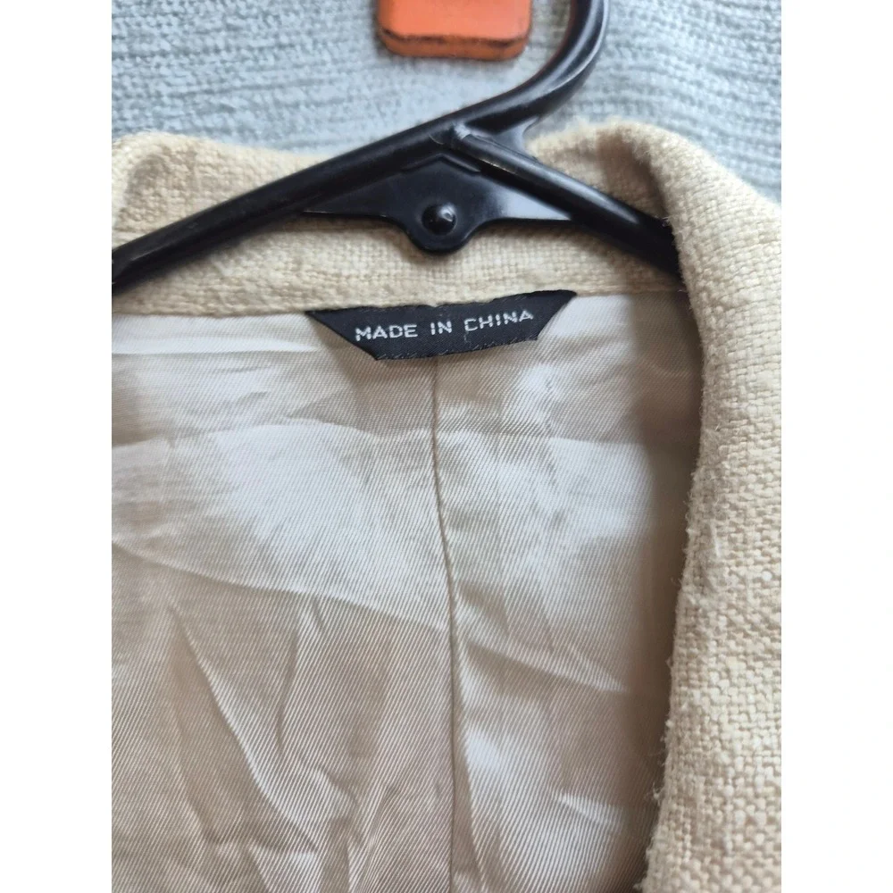 Oakton Blazer Jacket Mens 38 Beige Lined Silk Notch Lapel Single Breasted Formal